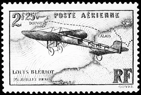 French postage stamp honoring inventor and engineer Louis Bleriots flight across the English channel in 1909