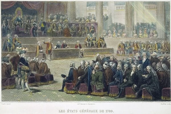 FRENCH REVOLUTION, 1789. The Estates-General meeting at Versailles in May 1789. Line engraving, French, early 19th century
