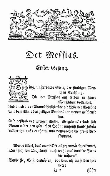 FRIEDRICH G. KLOPSTOCK (1724-1803). German poet
