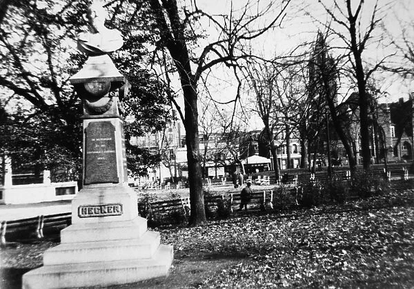 FRIEDRICH HECKER (1811-1881). German politician and revolutionary who served as a brigade commander in the Union Army during the American Civil War. The Friedrich Hecker monument in Cincinnati, Ohio, by Leopold Fettweis, dedicated in 1883