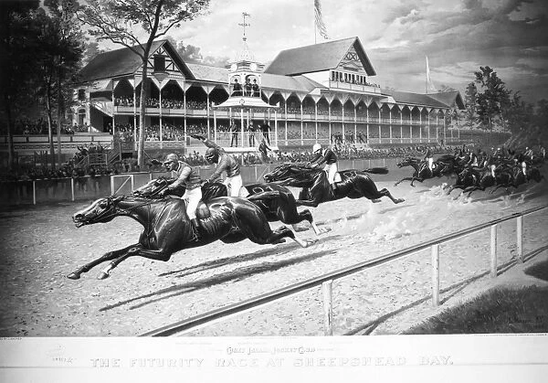 The Futurity Race at Sheepshead Bay, Brooklyn, New York. Lithograph, 1889, by Currier and Ives