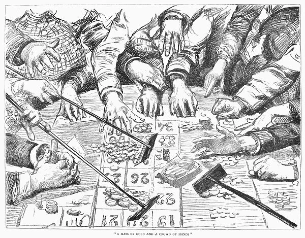 GAMBLING TABLE, 1886. A Mass of Gold and a Crowd of Hands