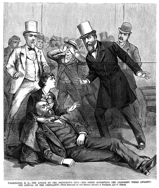GARFIELD ASSASSINATION. Washington D. C. - The attack on the presidents life - Mrs