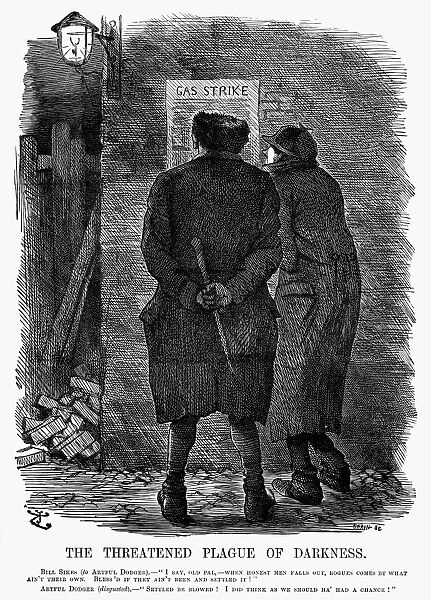 GAS STRIKE, 1889. The Threatened Plague of Darkness. English cartoon by Sir John Tenniel