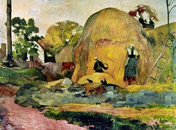 GAUGUIN: HAYSTACKS, 1889. The Yellow Haystacks. Oil on canvas by Paul Gauguin, 1889