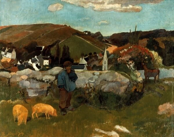 GAUGUIN: SWINEHERD, 1888. Paul Gauguin: The Swineherd, Brittany. Oil on canvas, 1888