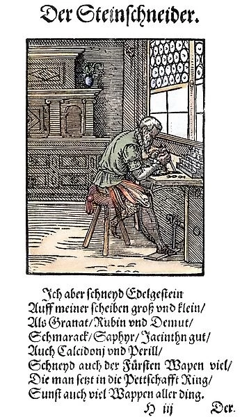 GEM CUTTER, 1568. Woodcut, 1568, by Jost Amman