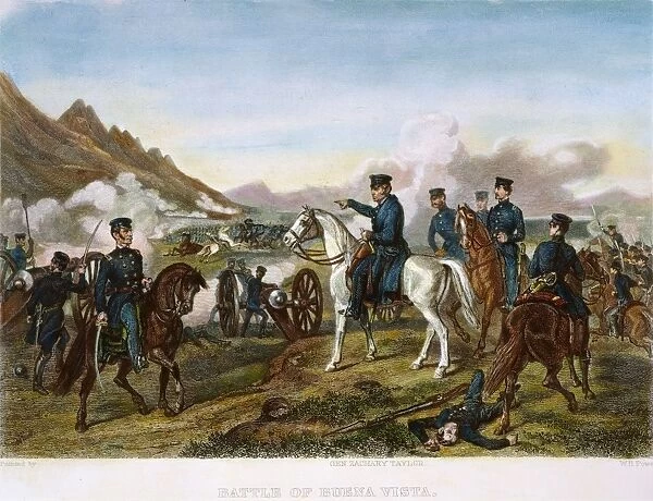 General Zachary Taylor at the Battle of Buena Vista, Mexico, 22-23 February 1847: engraving, 19th century