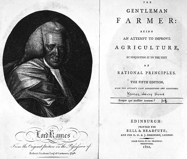 GENTLEMAN FARMER, 1802. The Gentleman Farmer by the Scottish philosopher Henry Home, Lord Kames (1696-1782). Title page of the fifth edition, printed at Edinburgh, 1802