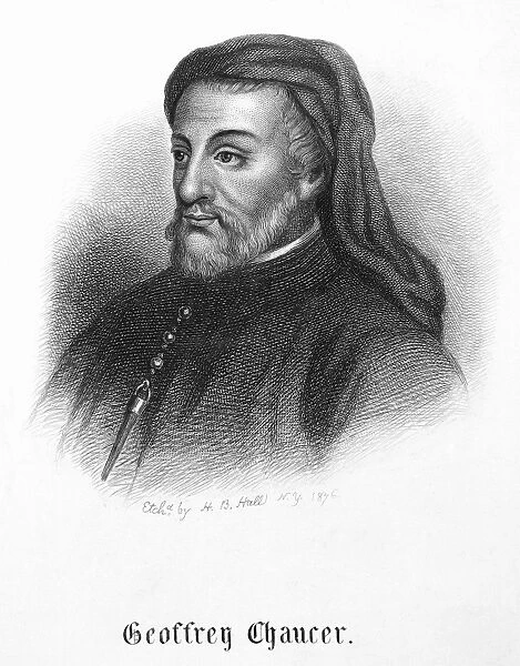 GEOFFREY CHAUCER (c1340-1400). English poet. Etching and engraving, American, 1876