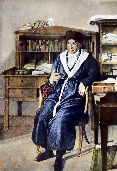 GEORG WILHELM HEGEL (1770-1831). German philosopher. Hegel in his study. Lithograph