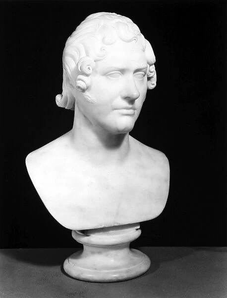 GEORGE GORDON BYRON (1788-1824). 6th Baron Byron. English poet. Marble bust, 1822, by Lorenzo Bartolini (1777-1850)