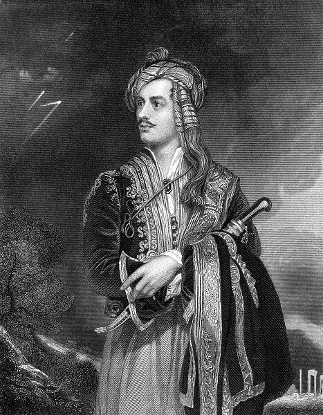 GEORGE GORDON BYRON (1788-1824). 6th Baron Byron. English poet. Steel engraving, English, 19th century, after the painting by Thomas Philipps