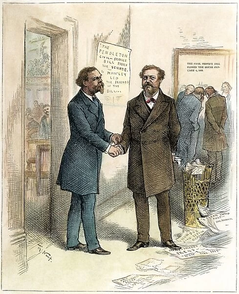 GEORGE HUNT PENDLETON (1825-1889). American politician. Cartoon by Thomas Nast, showing U
