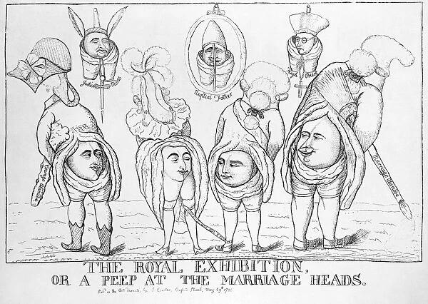 GEORGE IV: WEDDING. Satirical cartoon of King George IV, then Prince of Wales