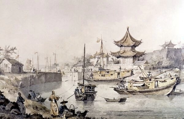 GEORGE MACARTNEYs BARGES on Grand Canal, near Peking, 1792