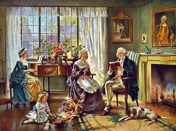 GEORGE WASHINGTON (1732-1799). 1st President of the United States. At home with his family