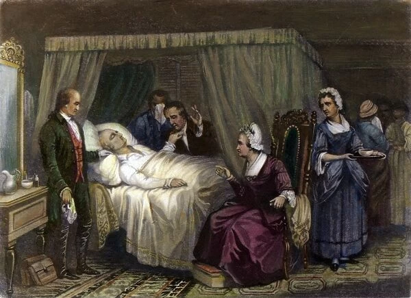 GEORGE WASHINGTON (1732-1799). First President of the United States. Washingtons Death Bed
