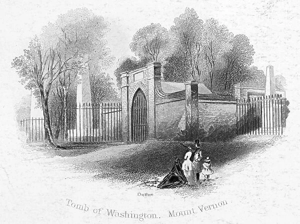 GEORGE WASHINGTON: TOMB. The tomb of George Washington at Mount Vernon, his home in Fairfax County, Virginia. Steel engraving, 19th century