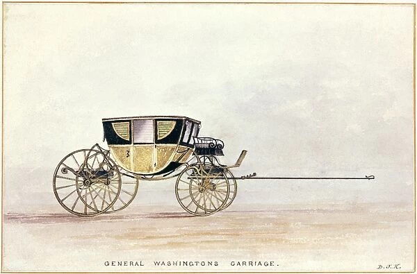 George Washingtons carriage. Drawing by D. J. Kennedy, 19th century