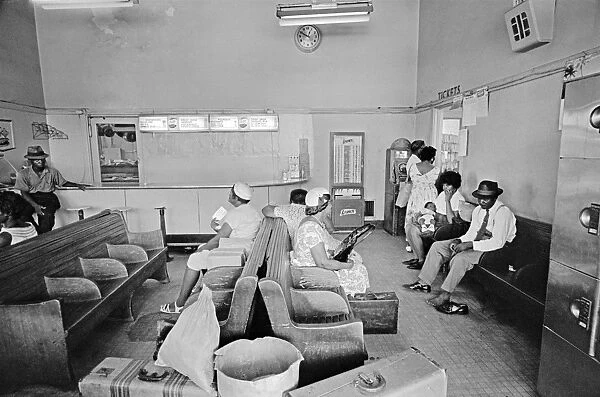 GEORGIA: BUS STATION, 1962. Passengers in the waiting room of a Trailways bus station in Albany