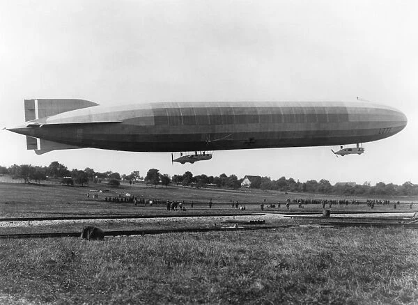 A German LZ77 Zeppelin airship during World War I. Photograph, c1916