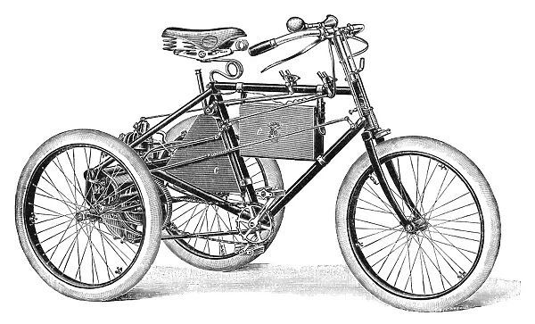 GERMAN MOTORCYCLE, c1900. Wood engraving, German, c1900