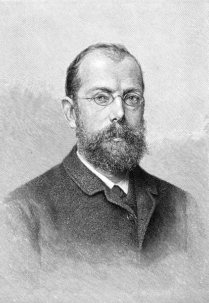 German physician and bacteriologist. Line engraving, 1889