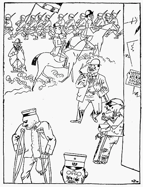 GERMANY: CARTOON, 1921. Postwar Idyll. Satirical drawing, 1921, by George Grosz