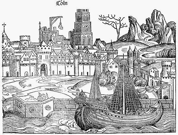 GERMANY: COLOGNE, 1493. A view of Cologne, Germany. Detail of a German woodcut, 1493