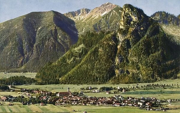 GERMANY: OBERAMMERGAU. View of the town of Oberammergau in Bavaria, Germany. Photograph