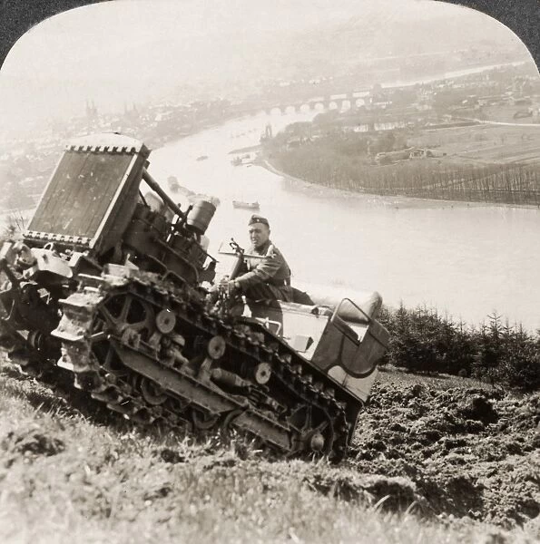GERMANY: OCCUPATION, c1918. U. S. Army tractor negotiating the steep declivities
