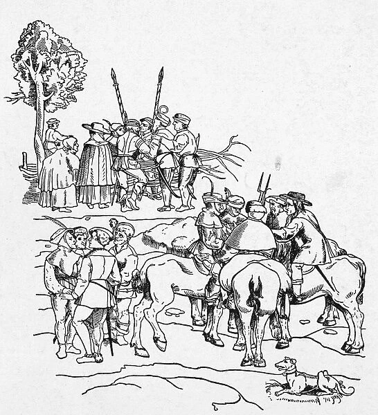GERMANY: PEASANT WAR. Peasants bearing arms during the Peasant War of 1524-25