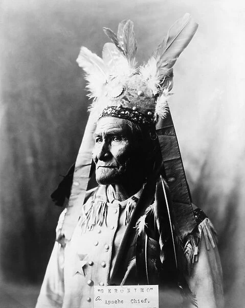 GERONIMO (1829-1909). American Apache leader. Photograph by Warren Mack Oliver, c1907