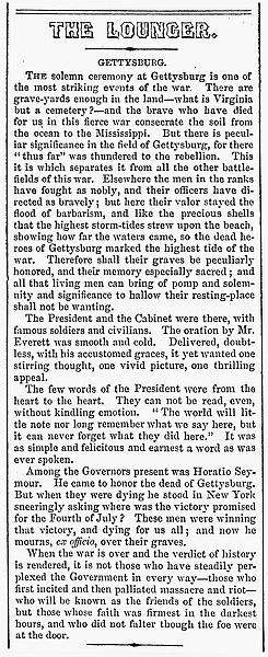 GETTYSBURG ADDRESS, 1863. President Abraham Lincolns Gettysburg Address, 19 November 1863. Report of the ceremony held at Gettysburg, Pennsylvania, in Harpers Weekly, 5 December 1863