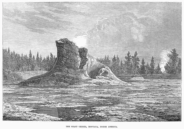 The Giant Geyser in Yellowstone National Park, Montana. Wood engraving, English, 1873