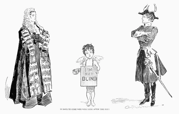 GIBSON: BOY, 1896. In Days To Come, Who Will Look After This Boy? Pen and ink drawing