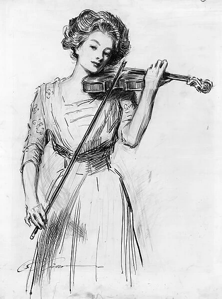 GIBSON: VIOLINIST, c1910. Sweetest story ever told. Pen and ink drawing by Charles Dana Gibson