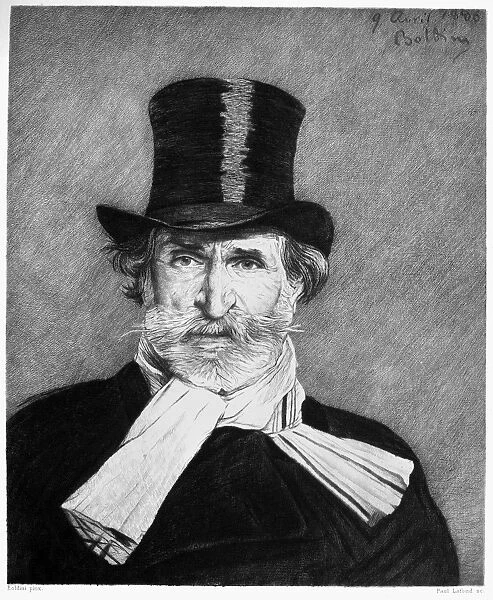 GIUSEPPE VERDI (1813-1901). Italian composer. Etching by Paul Lafond after a pastel