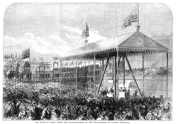 GLASGOW UNIVERSITY, 1868. The Prince of Wales (later King Edward VII), laying the
