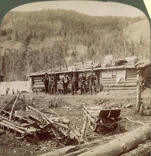 GOLD MINING: THE KLONDIKE. A stopping place along the Hootalinqua River, Alaska, 1890s