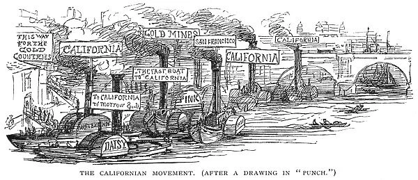 GOLD RUSH CARTOON, 1849. The California Movement