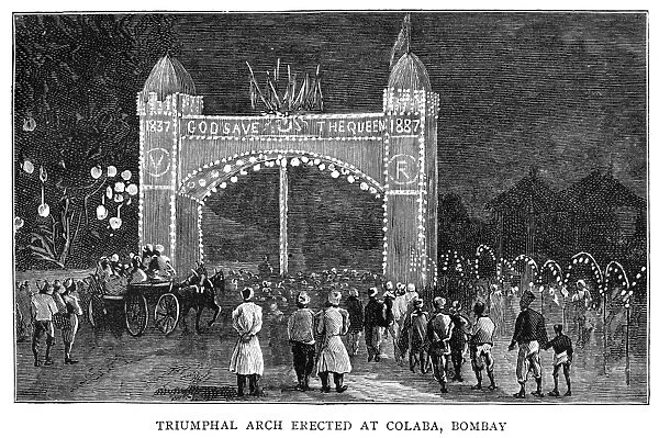 GOLDEN JUBILEE, 1887. A triumphal arch erected at Colaba, Bombay, India, in honor