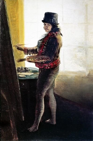 GOYA: SELF-PORTRAIT. Goya in His Studio. Self-portrait, oil on canvas by Francisco Jose de Goya y Lucientes, c1790-95