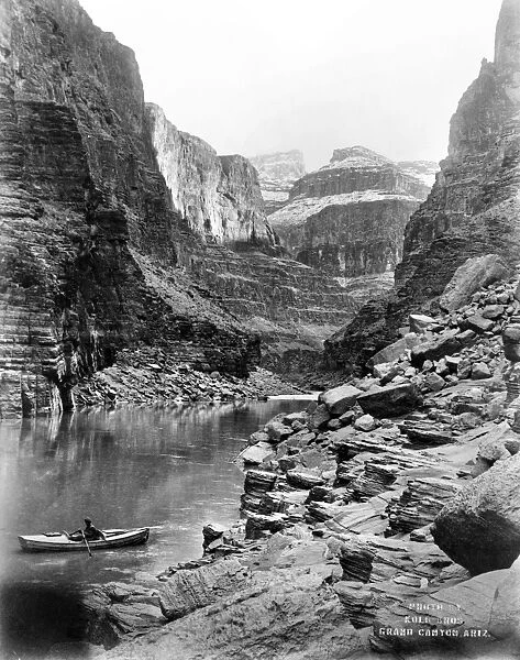 GRAND CANYON, c1913. A view of the Grand Canyon in Arizona, showing a man in a
