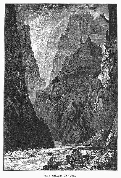 GRAND CANYON. The Colorado River. Wood engraving, 1870