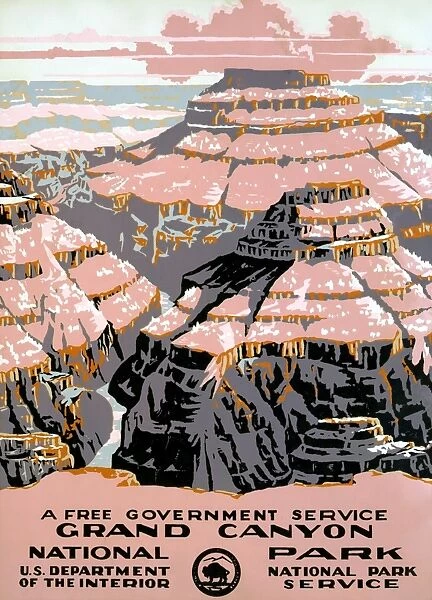 GRAND CANYON POSTER, c1938. National Parks Service poster, c1938, promoting Grand Canyon National Park in Arizona