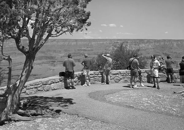 GRAND CANYON: TOURISM. Tourists at a scenic overlook on the East Rim Drive, Grand Canyon, Arizona