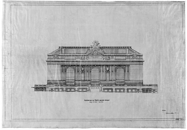GRAND CENTRAL STATION, 1911. A sketch of Grand Central Station as viewed from 42nd Street
