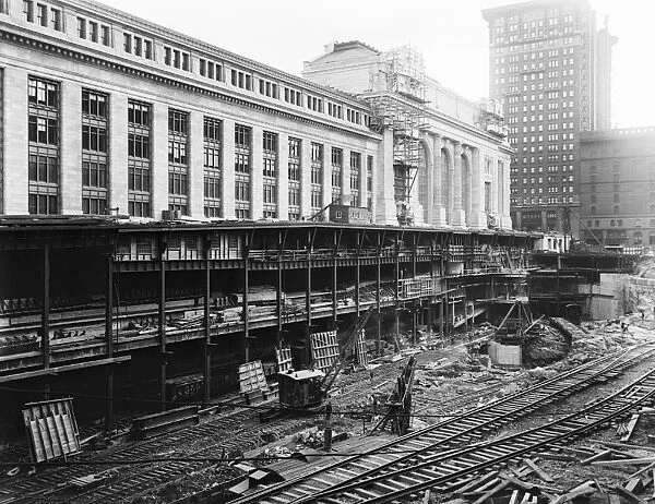 GRAND CENTRAL STATION. Construction on Grand Central Station in New York City. Photograph